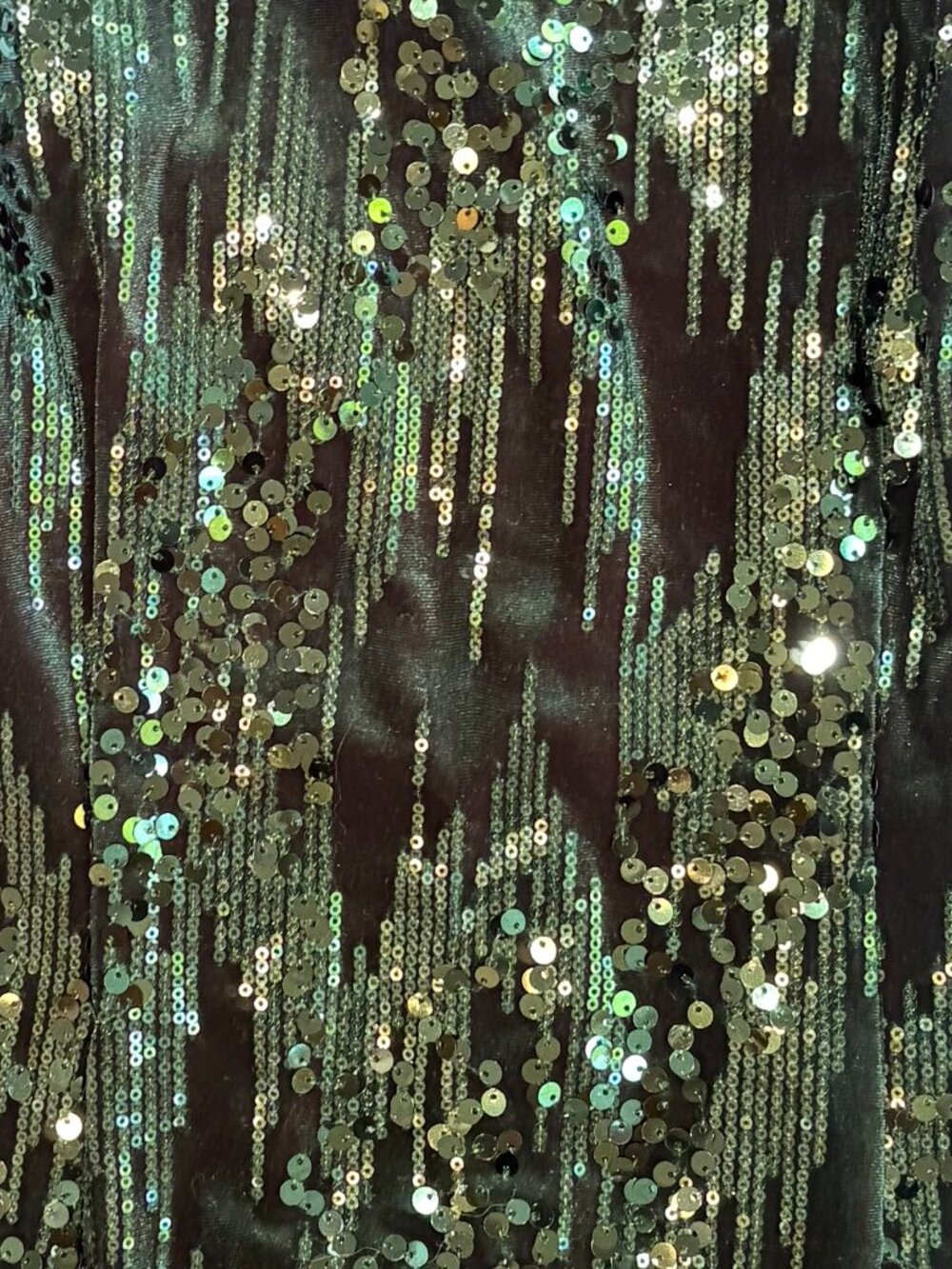 Tahari green velvet dress 6 sequins stretch sheath - Picture 10 of 12